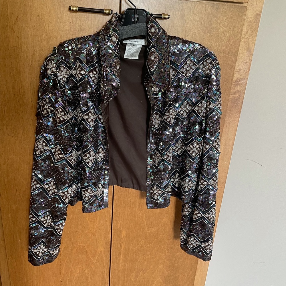 Adrianna Papell evening sequin jacket size Large